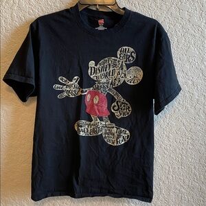 Authentic Disney Mickey Mouse T-Shirt Adult Medium Black Unisex